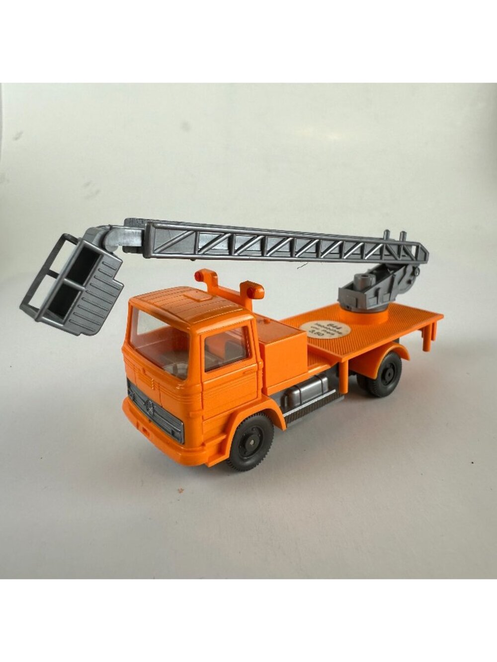Vintage Wiking Mercedes-Benz Orange Toy Crane Truck #644 Plastic